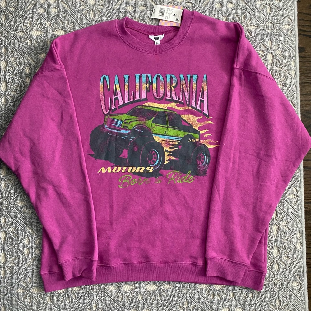 BRAND NEW ASCOT & HART PURPLE GRAPHIC SWEATSHIRT SIZE X-…